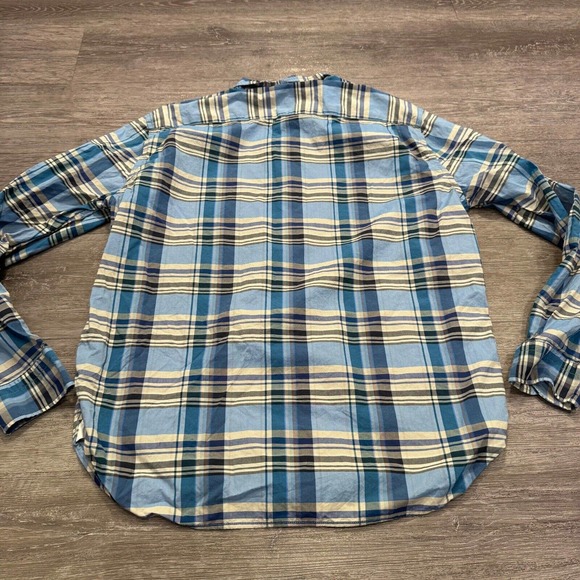 Fossil Shirt Mens Extra Large Blue Plaid Long Sleeve Button Up Preppy Casual - Picture 8 of 10